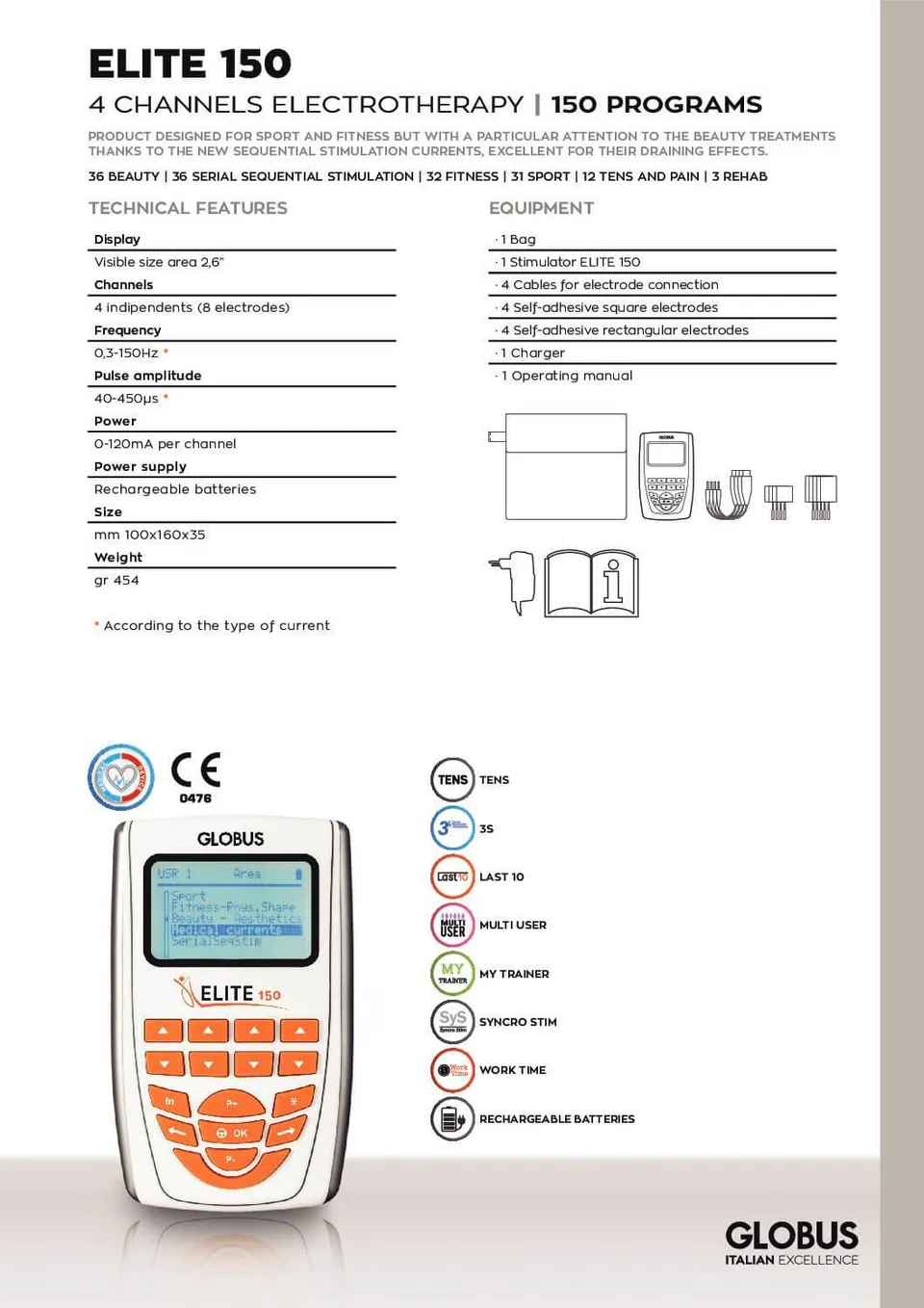 Globus Elite 150 4 Kanallı Tens Ems Kombine Cihaz - görsel 8