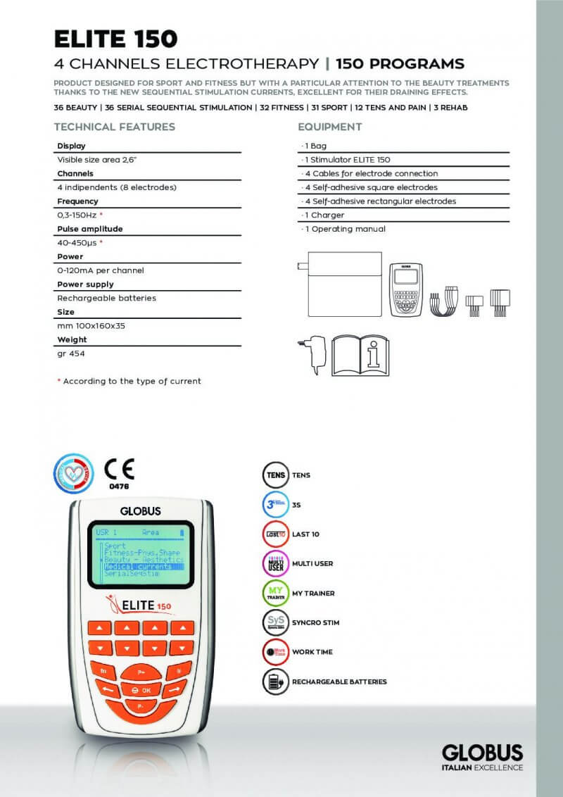 Globus Elite 150 4 Kanallı Tens Ems Kombine Cihaz - Görsel 8